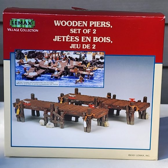 Vintage Lemax Village Collection 2001 Wooden Piers Set of 2 Retired/Discontinued - Picture 7 of 14